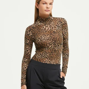 Maglia collo alto in modal cashmere stampa animalier
